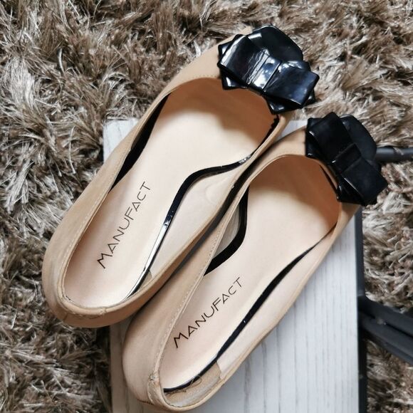 US 9 heel peep toe suede cream black - Picture 16 of 16